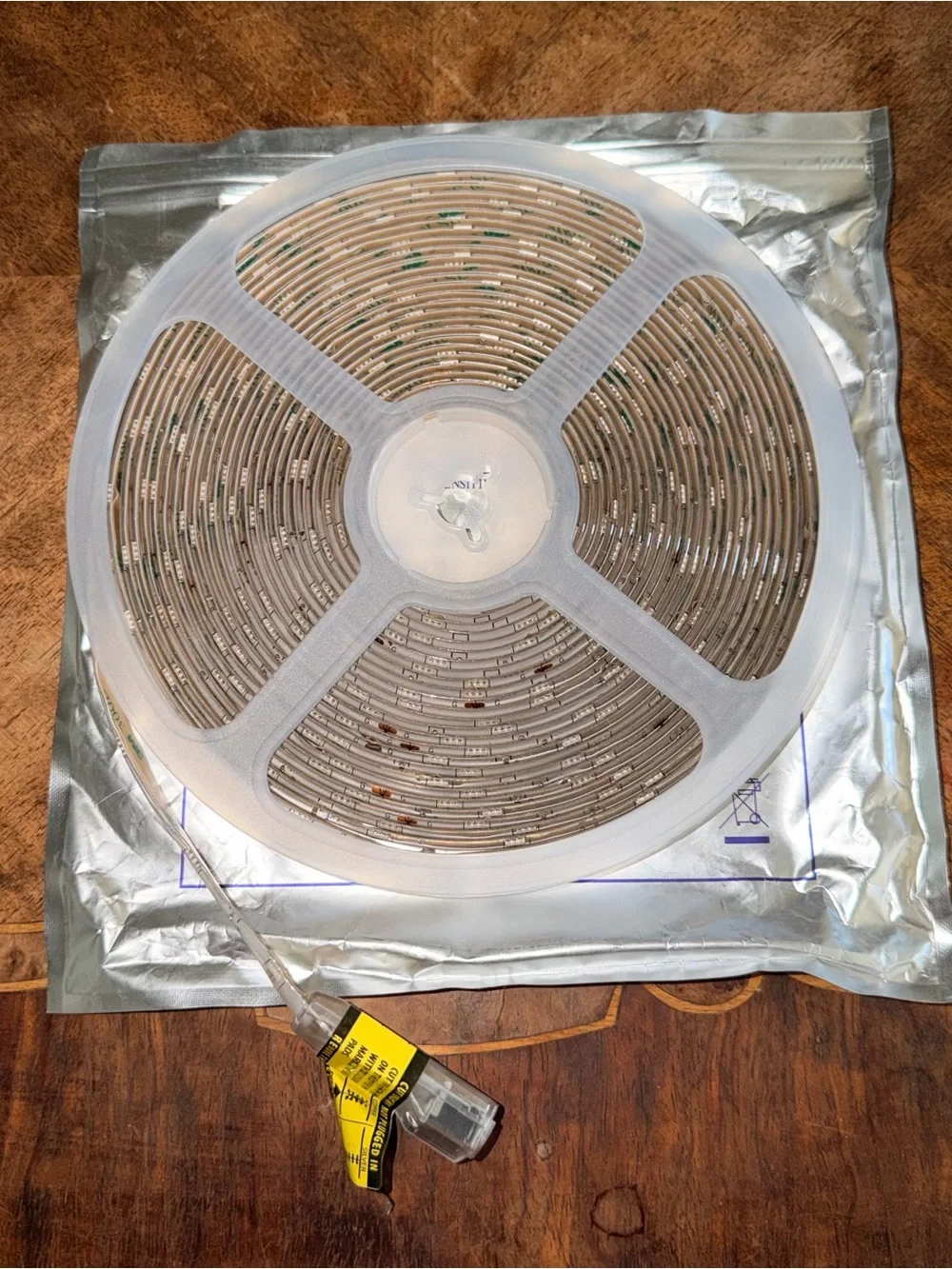 24V LED Light Strip Reel Roll White w/ Power Connector, White Cord